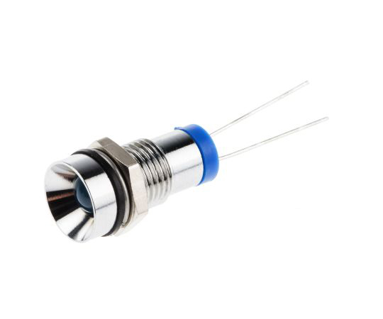 RS PRO Blue Indicator, 2 V dc, 8mm Mounting Hole Size, Lead Pins Termination, IP67 212-109