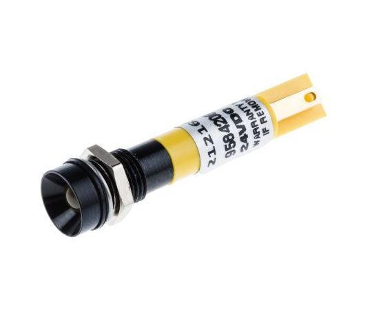 RS PRO Yellow Indicator, 24 V ac/dc, 8mm Mounting Hole Size, Solder Tab Termination, IP67 212-165
