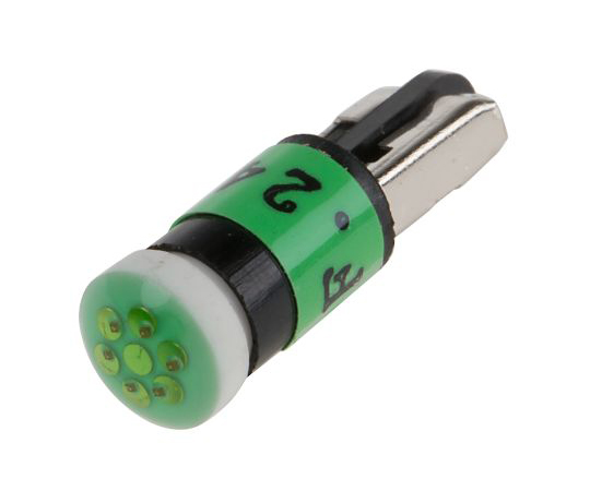 LED Reflector Bulb, Wedge, Green, Multichip, 5.46mm dia., 24V ac/dc 212-294