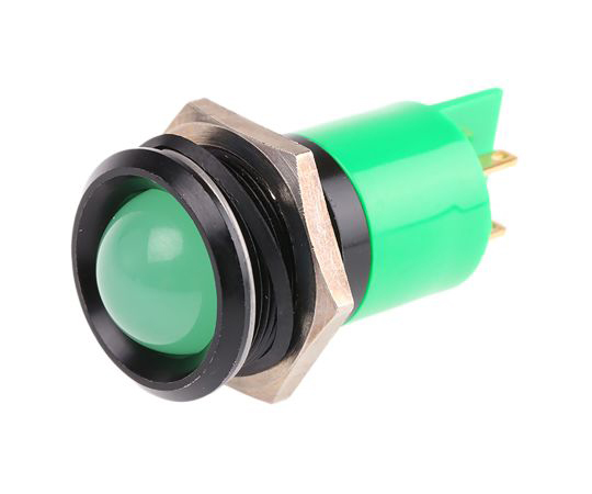 RS PRO Green Indicator, 24 V ac/dc, 22mm Mounting Hole Size, Solder Tab Termination 212-345