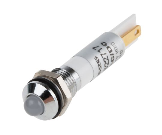 ［Discontinued］RS PRO White Indicator, 12 V, 8mm Mounting Hole Size, Solder Tab Termination, IP67 212-525