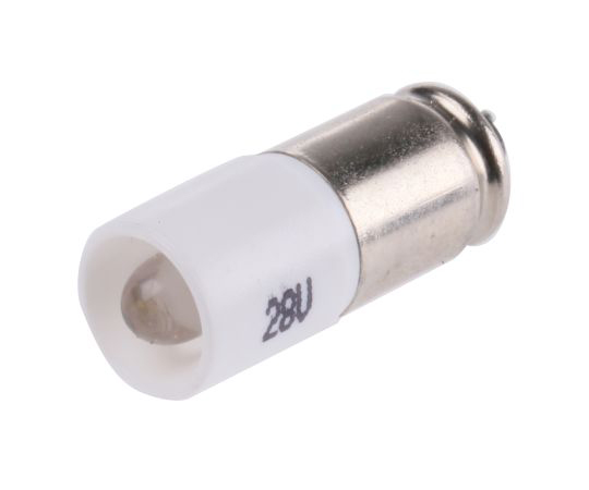 LED Reflector Bulb, Midget Groove, White, Single Chip, 6mm dia., 28V ac/dc 225-975