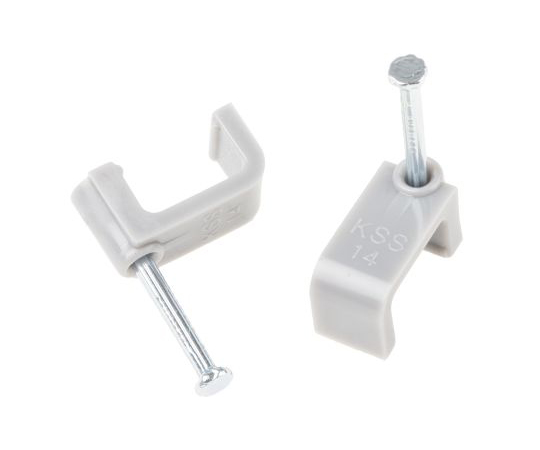 RS PRO Cable Clip Grey Nail PE Rectangular Cable Clip, 6mm Max. Bundle 233-657