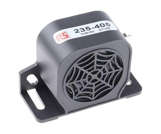 RS PRO Black  Single Tone Electronic Sounder ,12 → 80 V dc, 97dB at 1 Metre 235-405