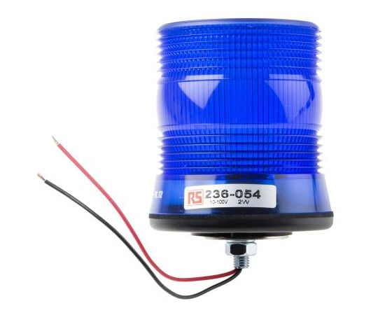 ［Discontinued］RS PRO Blue Xenon Beacon, 10 → 100 V dc, Flashing, Surface Mount 236-054