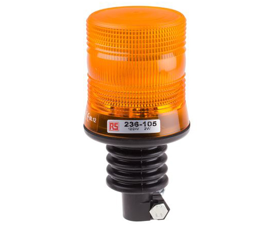 ［Discontinued］RS PRO Amber Xenon Beacon, 10 → 30 V dc, Flashing, Flexi DIN Mount 236-105