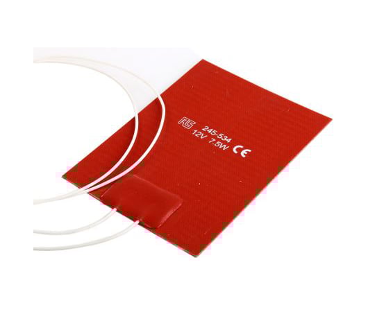 シリコンヒーターマット　7.5　W　75　x　100mm　12　V　dc