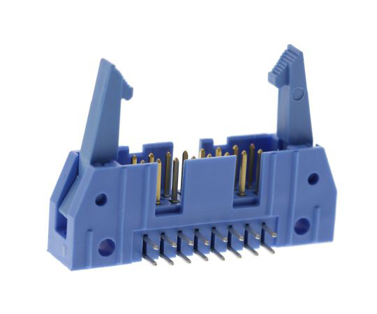 基板ヘッダ　16極　2列　ライトアングル　電線対基板　2.54mm　アンプラッチ