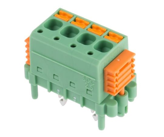 基板用端子台　SDCシリーズ　5mmピッチ　1列　4極　緑