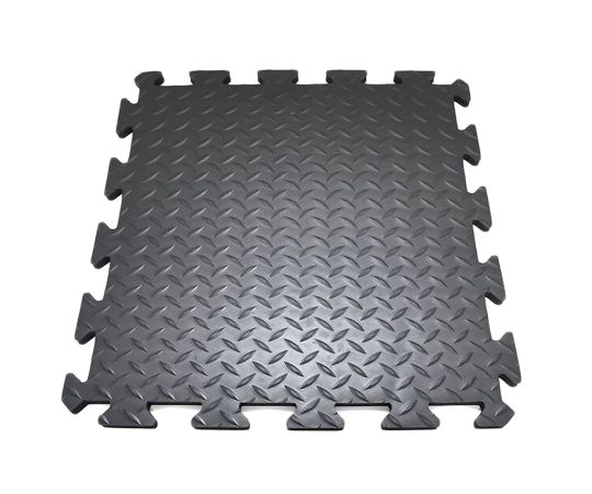 疲労軽減マット　PVC　固体　14mm　黒　500mm　x　500mm