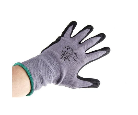 作業用手袋　グリップ及び耐磨耗性　オイル抵抗　防水性　グレイ