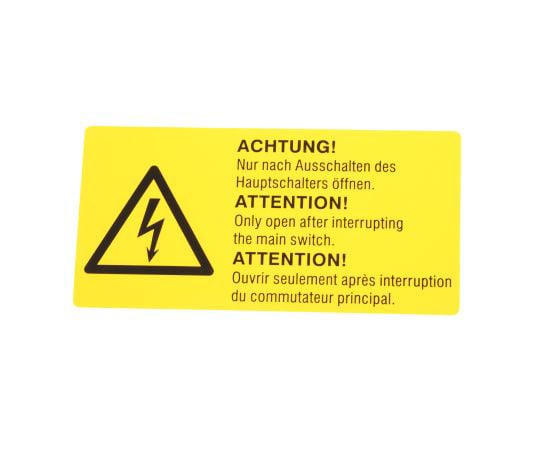 63 7468 97 危険警告標識 Achtung Attention Text ドイツ語 英語 フランス語語 Pvc 黄 Essw Axel アズワン