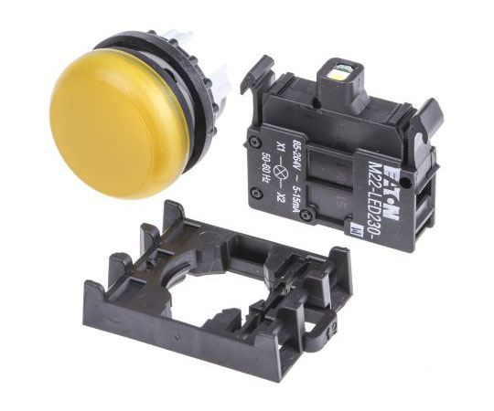 M22ｼﾘｰｽﾞ ﾊﾟｲﾛｯﾄﾗｲﾄﾍｯﾄﾞ 黄 Flush Mount Rear Surface Mount取付 78639222 & M22-L-Y+M22-A+M22-LED230-W