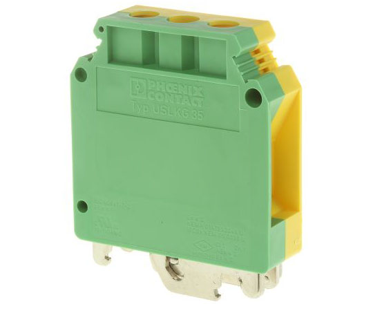 アース端子台 埋め込みネジ 2極 USLKG 35 緑 / 黄 1袋（5個入）