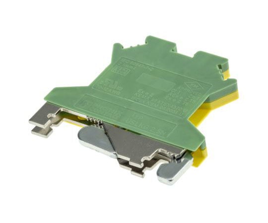 アース端子台 埋め込みネジ 2極 DINレール 緑 / 黄 1袋（10個入）