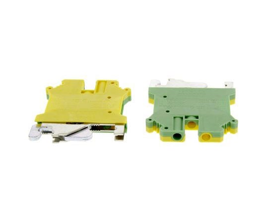 アース端子台 埋め込みネジ 2極 DINレール 緑 / 黄 1袋（10個入）