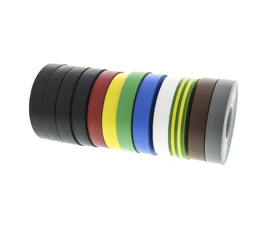 63-7593-91 PVC絶縁テープ 多色 AT7 幅：12mm リアル 長さ：20m 市販