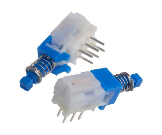 押しボタンスイッチ 100 mA @ 30 V dc ラッチ PCB 双極双投（DPDT） 7.4 x 7.2mm 1箱（4個入）