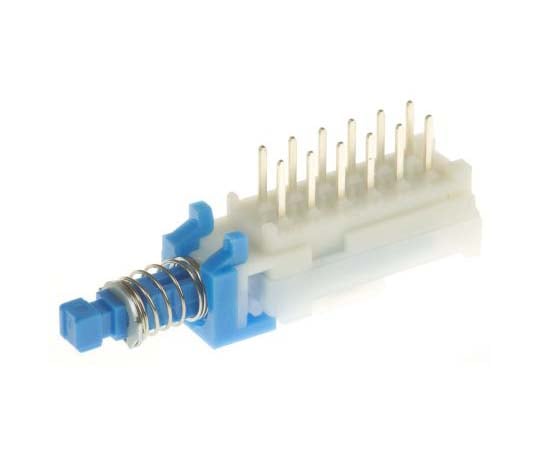 押しボタンスイッチ 100 mA @ 30 V dc ラッチ PCB 4極双投（4PDT）1箱（4個入）