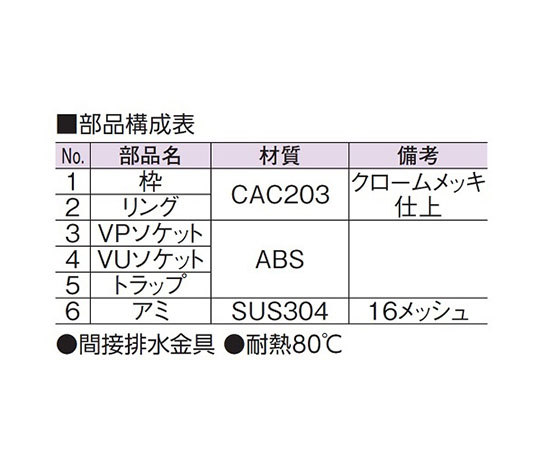 スーパートラップ付ホッパー（VP・VU兼用）　D-STH-PU 65