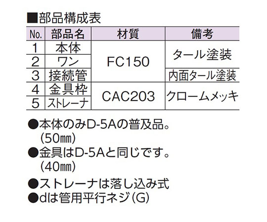 63-7871-51 非防水用床排水トラップ（浅型） D-5AA 【AXEL】 アズワン