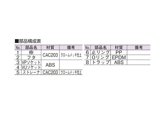 63-7871-62 スーパートラップ付掃除口（内部目皿付）排水金具 D-ZL付VP