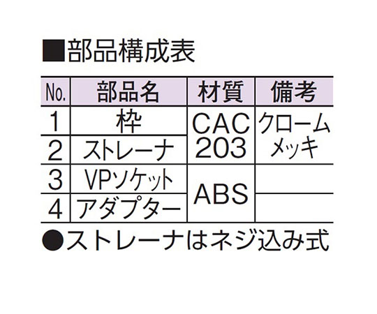 ツバ広排水目皿（VP・VU兼用）　D-3VT-PU 125