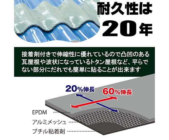 63-7912-07 万能防水シート ファストフラッシュ グレー 140mm×5000mm
