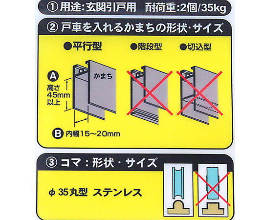 アルミサッシ用取替戸車　15mm　15B35