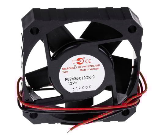 軸流ファン　電源電圧：12　V　dc　62　x　62　x　15mm　DC　（F62MM-9シリーズ）　角型