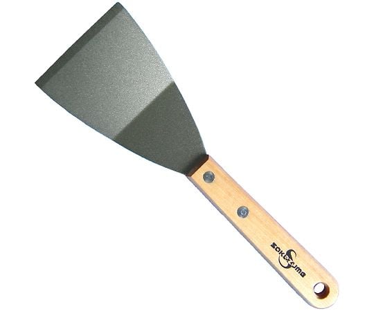 長木柄金ヘラ　フッ素加工　刃付曲り　75mm