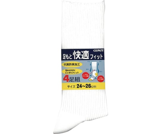 足もと快適フィット4足組ソックス25ホワイト