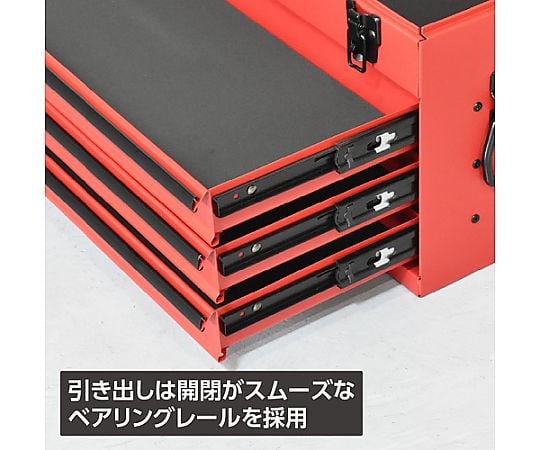 63-9364-38 ツールボックス 3段 ベアリング レッド TB763