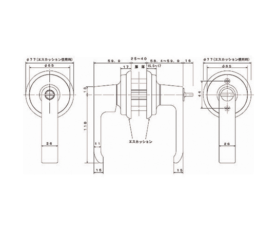 LP-100　取替用レバーハンドル　1スピンドル型　鍵付用　AGLP100000