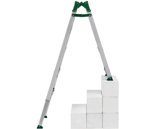 63-9551-21 高段差用伸縮脚付きはしご兼用脚立 天板高さ1.88～2.32m
