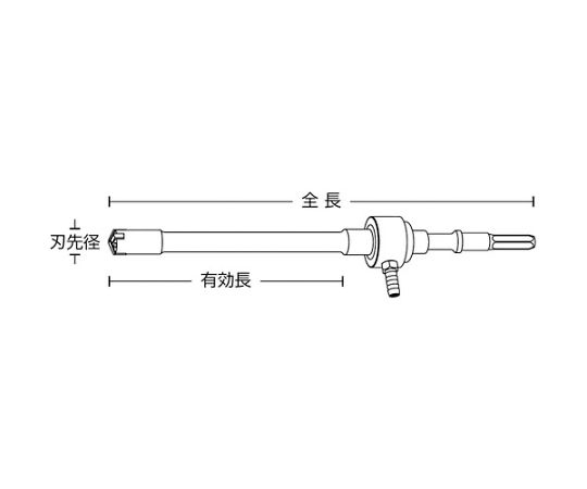 63-9555-74 吸塵ドリルQビット（クロス） 六角軸 22.5×400mm QHX 22.5