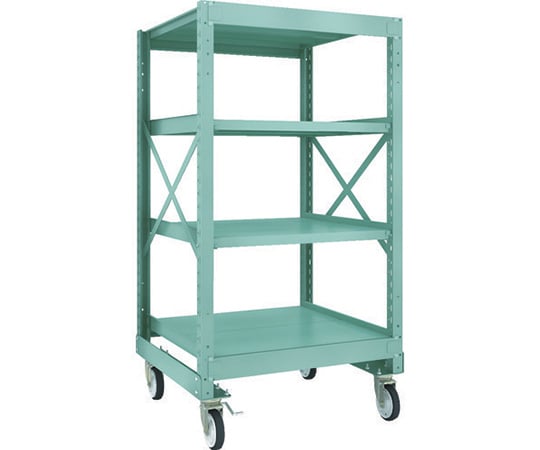 R3型ボルト式中量棚W900XD900XH1700 4段 Φ150 ゴムキャスター付