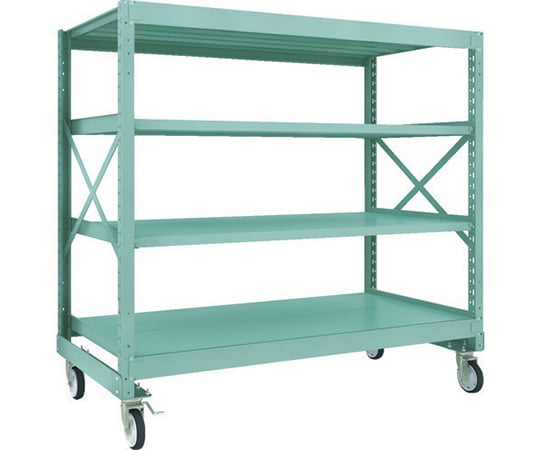 R3型ボルト式中量棚W1800XD900XH1700 4段 Φ150 ゴムキャスター付