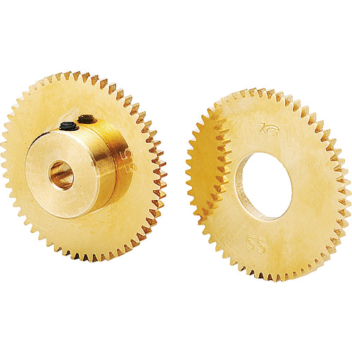 黄銅平歯車 S75B 55B+0306 形状B2 モジュール0.75 歯数55