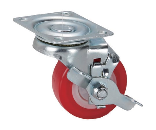 プレート式軽荷重用キャスター　自在ストッパー付　PU　64mm