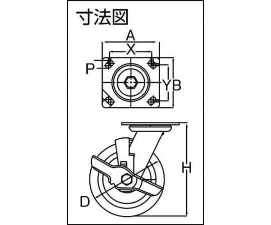 63-9622-35 ステンレスキャスター 自在SP付 ウレタン 100mm TP6340-01