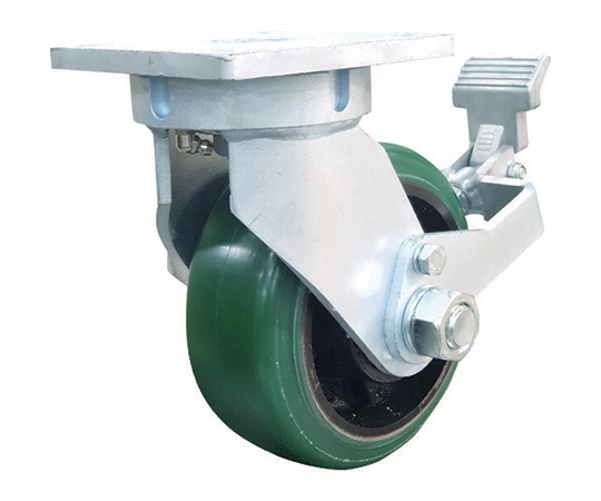 鍛造型　重荷重用　耐熱ウレタン車　自在ストッパー付（固定切り替え機能PSL取り付け可能）　152mm