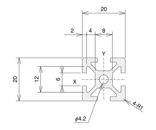 TSF20フレーム20X20-1800