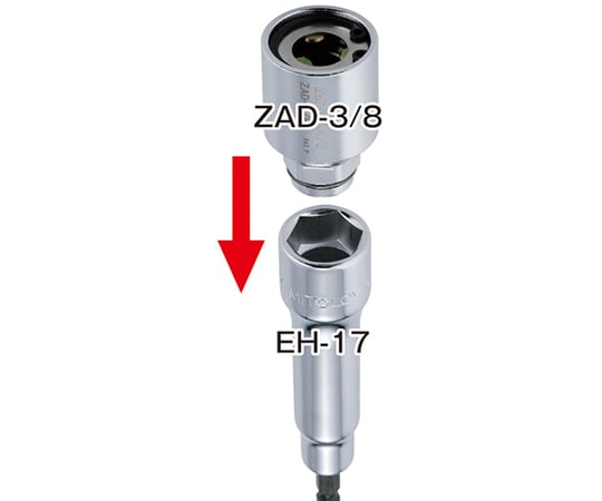 63-9658-64 全ネジソケットアダプター 適応ネジ径W3/8 差込角17mm 全長