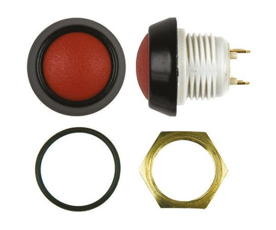 押しボタンスイッチ 250 mA @ 12 V dc ラッチ パネルマウント 1極オン / オフスイッチ 1箱（50個入）