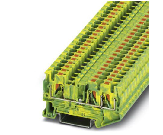 アース端子台 プッシュイン 3極 PT 4-TWIN-PE 緑 / 黄 1袋（5個入）　3211780
