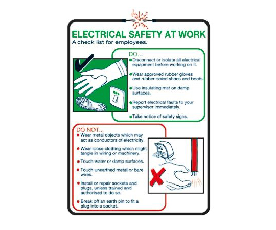 安全ウォールチャート　Electrical　Safety　at　Work　PP　英語語　1250　x　3500mm