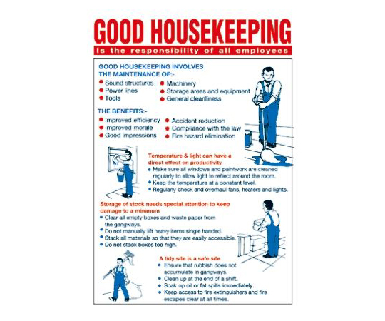 安全ウォールチャート　Good　Housekeeping　PP　英語語　600　x　450mm
