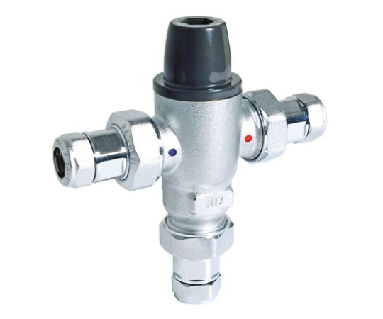 サーモスタティック洗面所バルブ　真鍮　22mm　圧縮