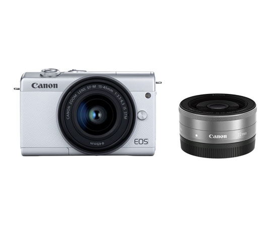 取扱を終了した商品です］ミラーレス一眼 EOS M200 ダブルレンズキット ホワイト 3700C019 64-0689-45 【AXEL】 アズワン